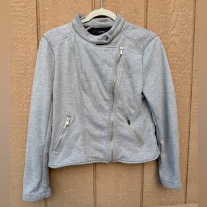 Forever 21 Light Gray Asymmetric Zipper Jacket Size Large